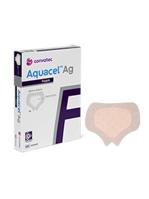 AQUACEL Ag Foam Adhesive Dressing Sacral 20cm x 16.9cm – Box/5