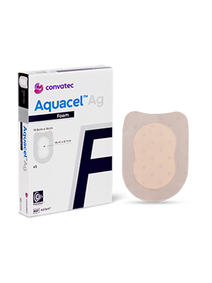 AQUACEL Ag Foam Adhesive Dressing Heel 19.8cm x 14cm – Box/5