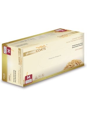 COATS Oatmeal Coated Nitrile Exam Gloves Medium - Box/200