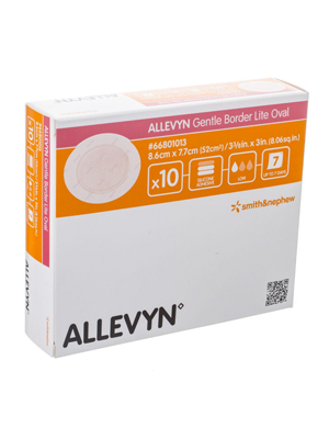 Gentle Border Lite Foam Dressing ALLEVYN, Silicone Adhesive 8.6cm x 7.7cm